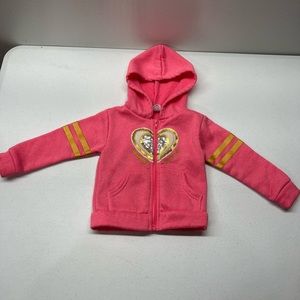 Real Love Girls Pink Hooded Zip Up Sweatshirt with Sequin Heart Size 18 Months